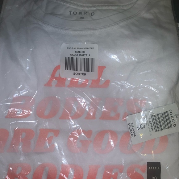 Torrid NWT Plus Size White My Body Everday Short sleeve Tee - Picture 6 of 6